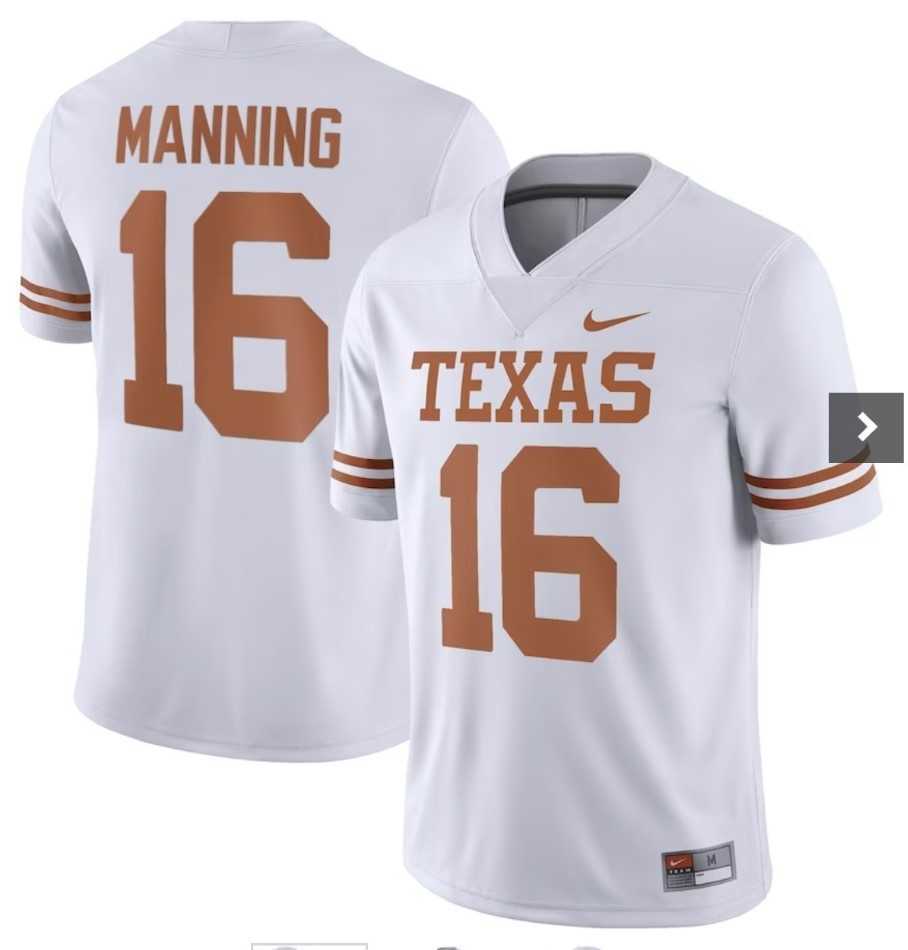 Mens Texas Longhorns #16 Arch Manning White Stitched Jersey Dzhi->texas longhorns->NCAA Jersey